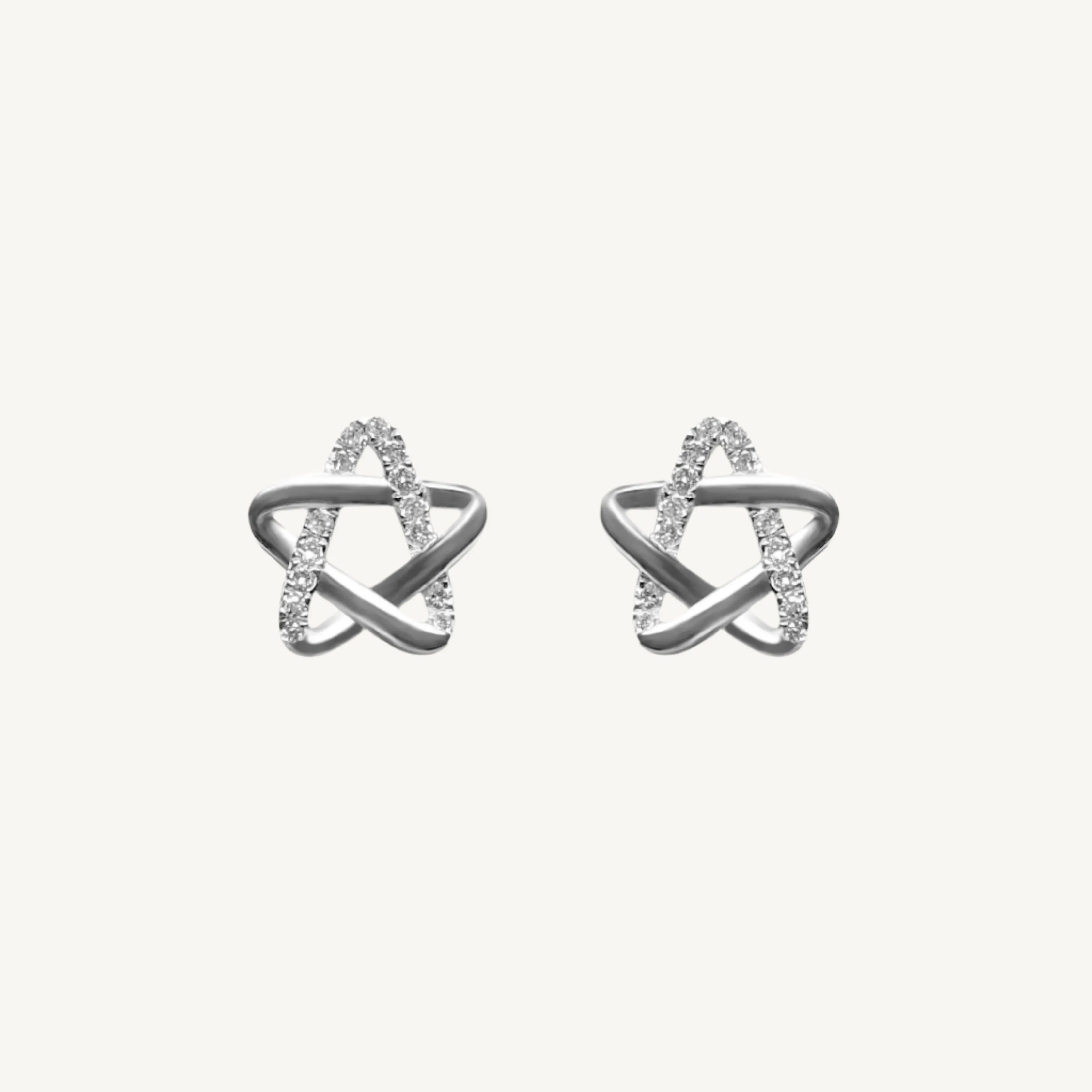 Star Round Diamond Stud Earrings