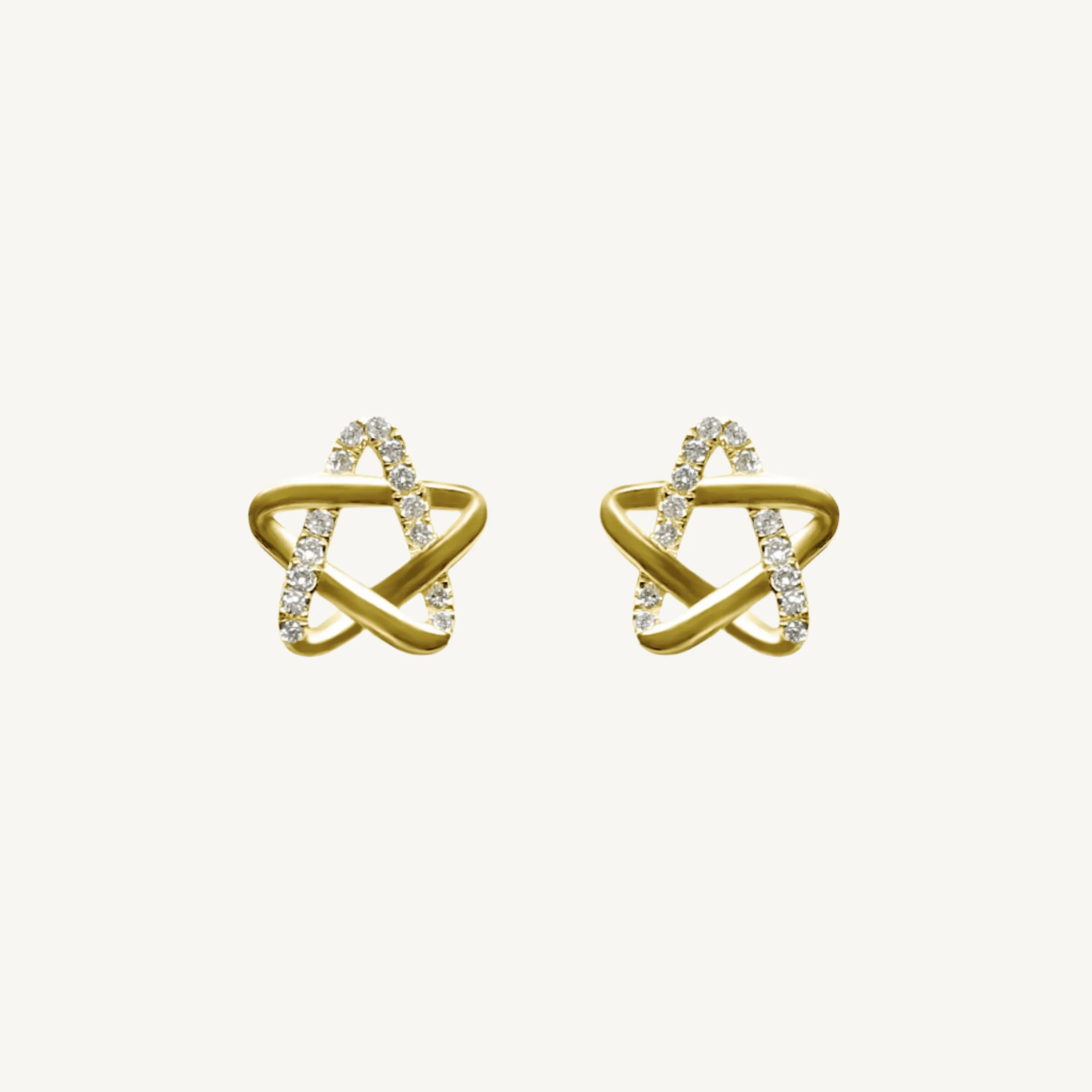 Star Round Diamond Stud Earrings