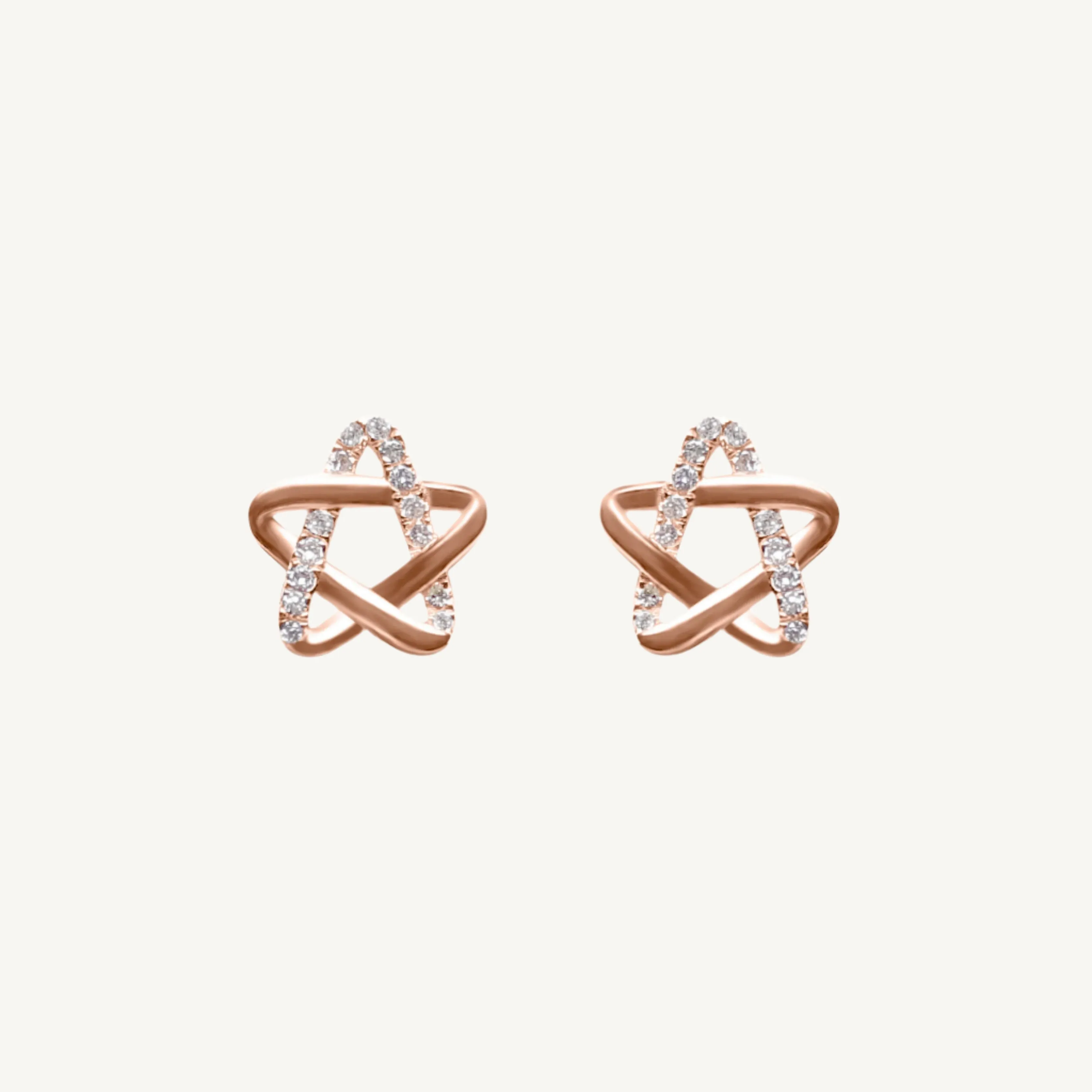 Star Round Diamond Stud Earrings