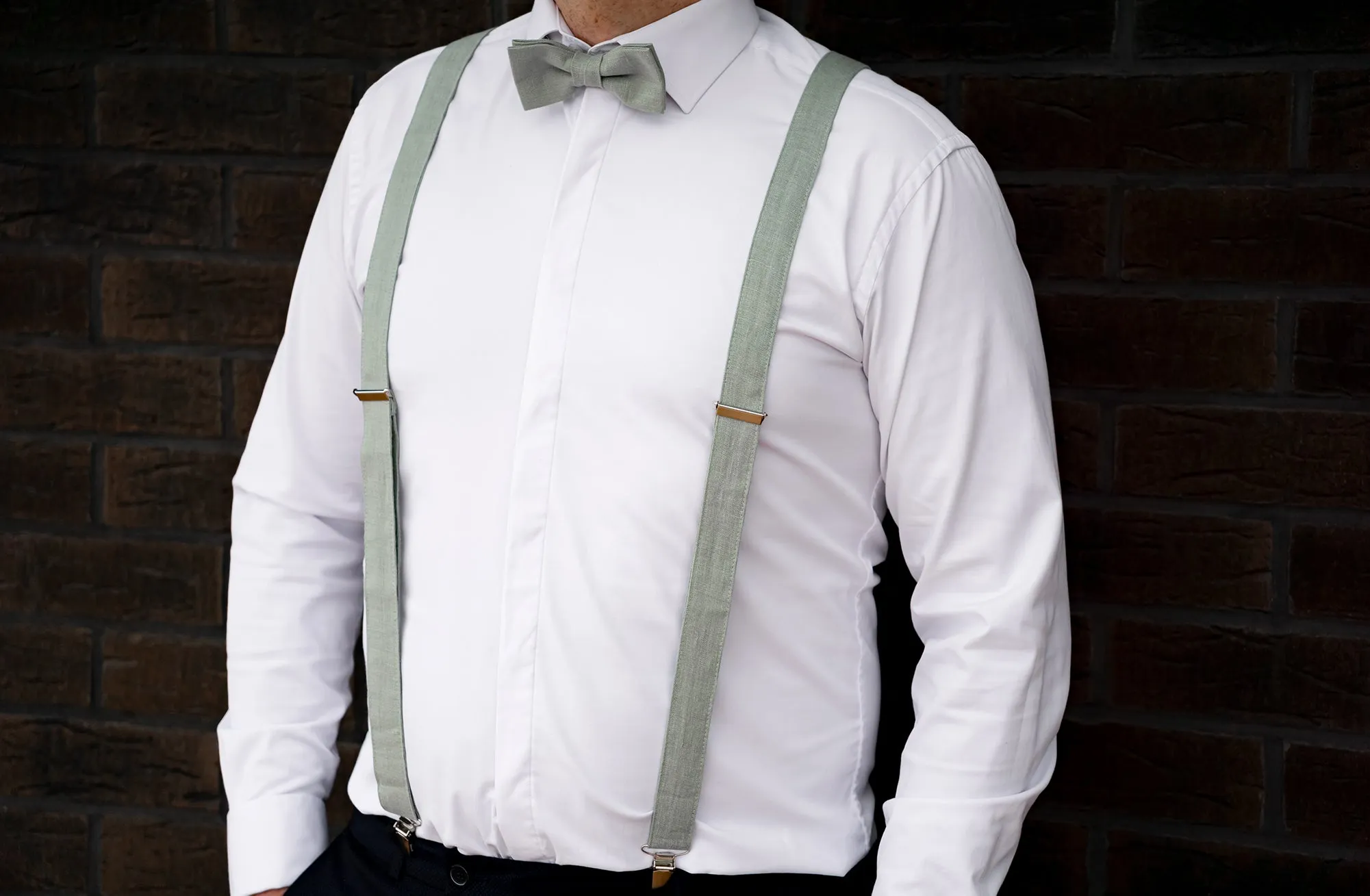 Stylish Light Blue Linen Bow Tie and Pocket Square Set - Perfect for Weddings