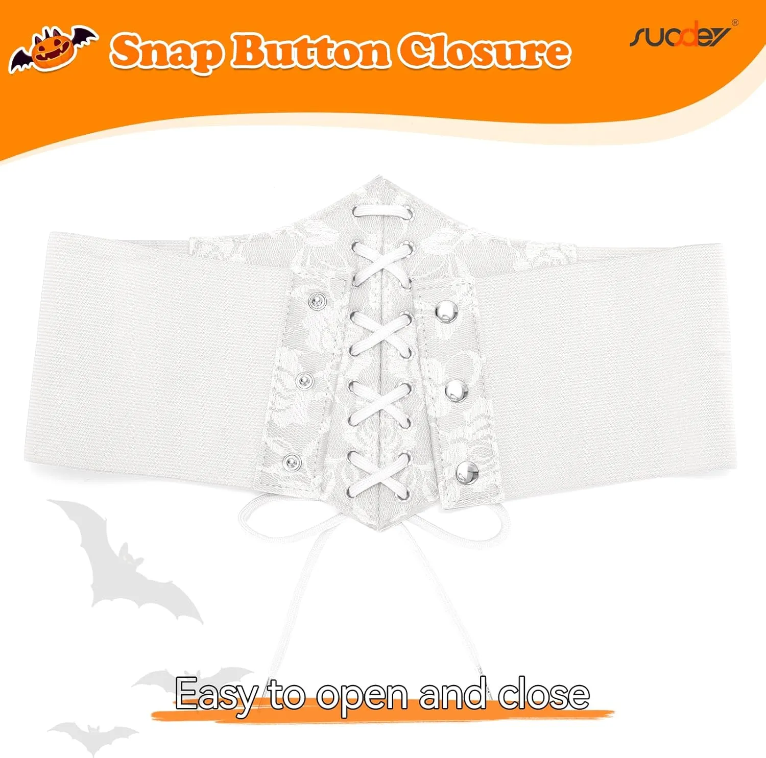 SUOSDEY Lace Floral Corset Belt for Women Wide Elastic Waist Lace-up Renaissance Pirate Stretch Cinch Belts