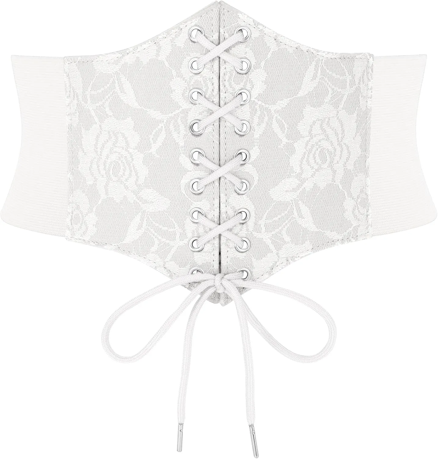 SUOSDEY Lace Floral Corset Belt for Women Wide Elastic Waist Lace-up Renaissance Pirate Stretch Cinch Belts