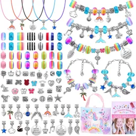 Thrilez DIY Bracelet Making Kit for Girls, 97Pcs Charm Bracelets Kit with Beads, Pendant Charms, Bracelets and Necklace String for Bracelets Craft & Necklace Making, Gift Idea for Kids and Girls