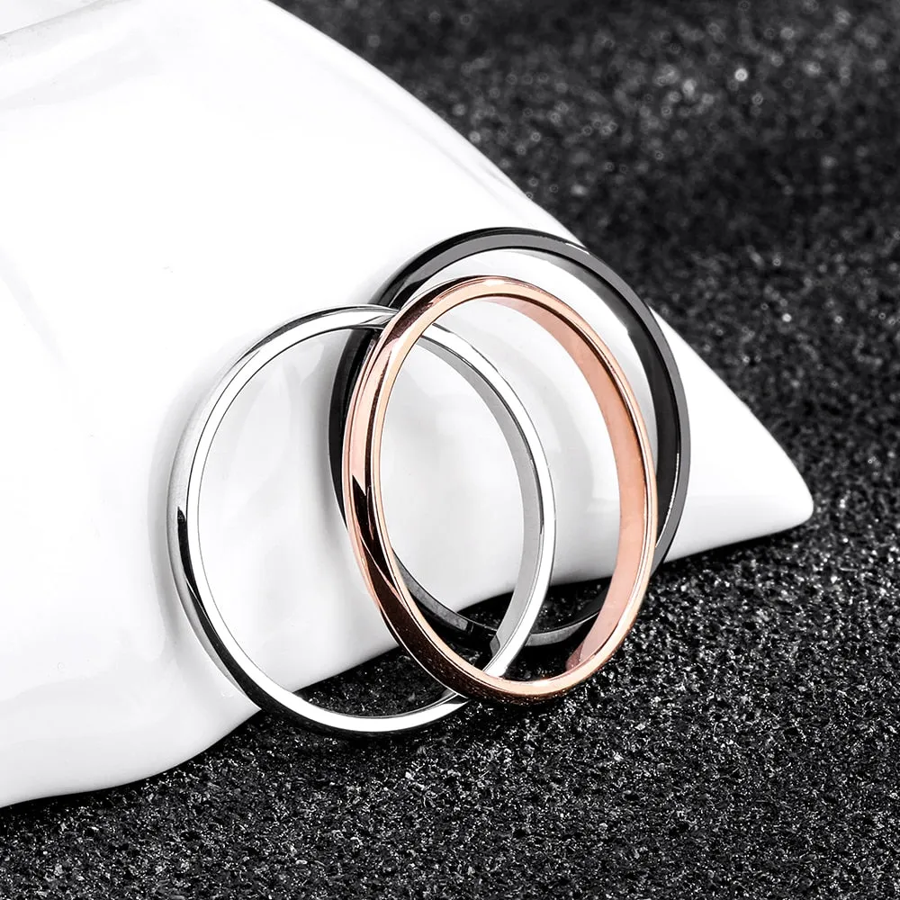 Titanium Steel Rose Gold Anti-allergy Smooth Simple Wedding Couples Rings
