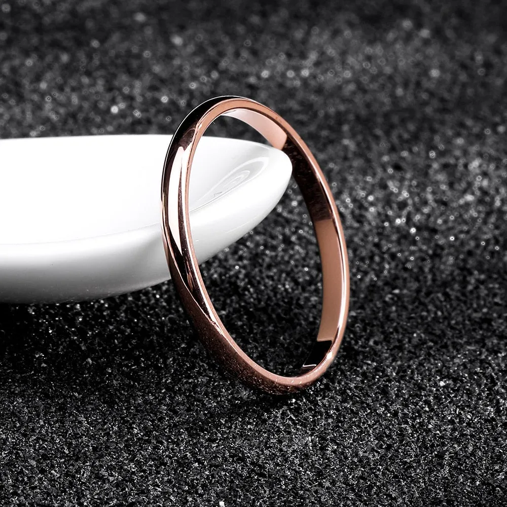 Titanium Steel Rose Gold Anti-allergy Smooth Simple Wedding Couples Rings