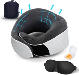 Travel Neck Pillow, Best Memory Foam Airplane Pillow for Head Support Soft Adjustable Pillow for Plane, Car & Home Recliner Use (Grey1)
