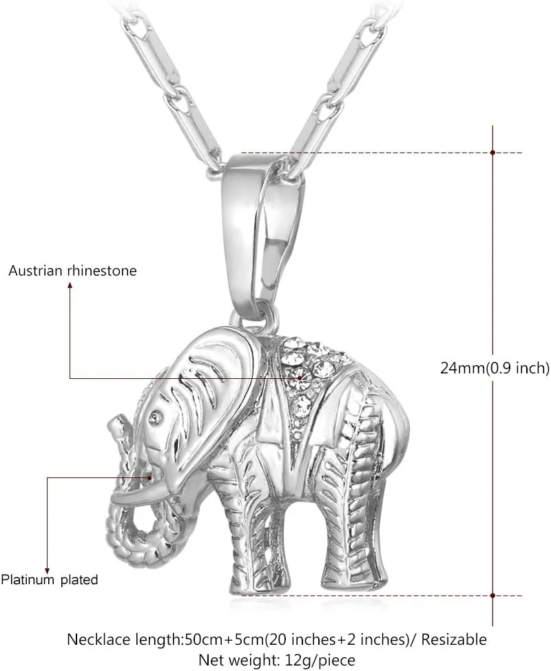 U7 Animals Necklace for Women Stainless Steel Pig/Dog/Elephant Pendant Necklace Lucky Jewelry