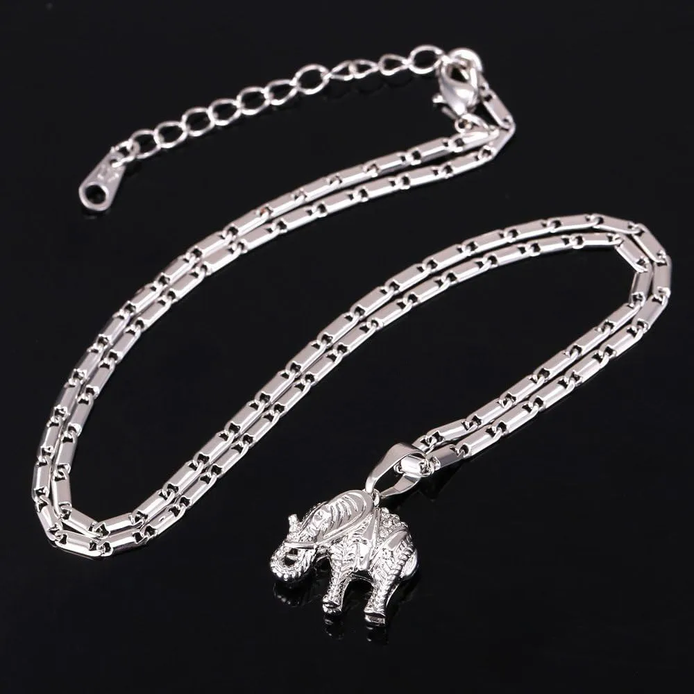 U7 Animals Necklace for Women Stainless Steel Pig/Dog/Elephant Pendant Necklace Lucky Jewelry