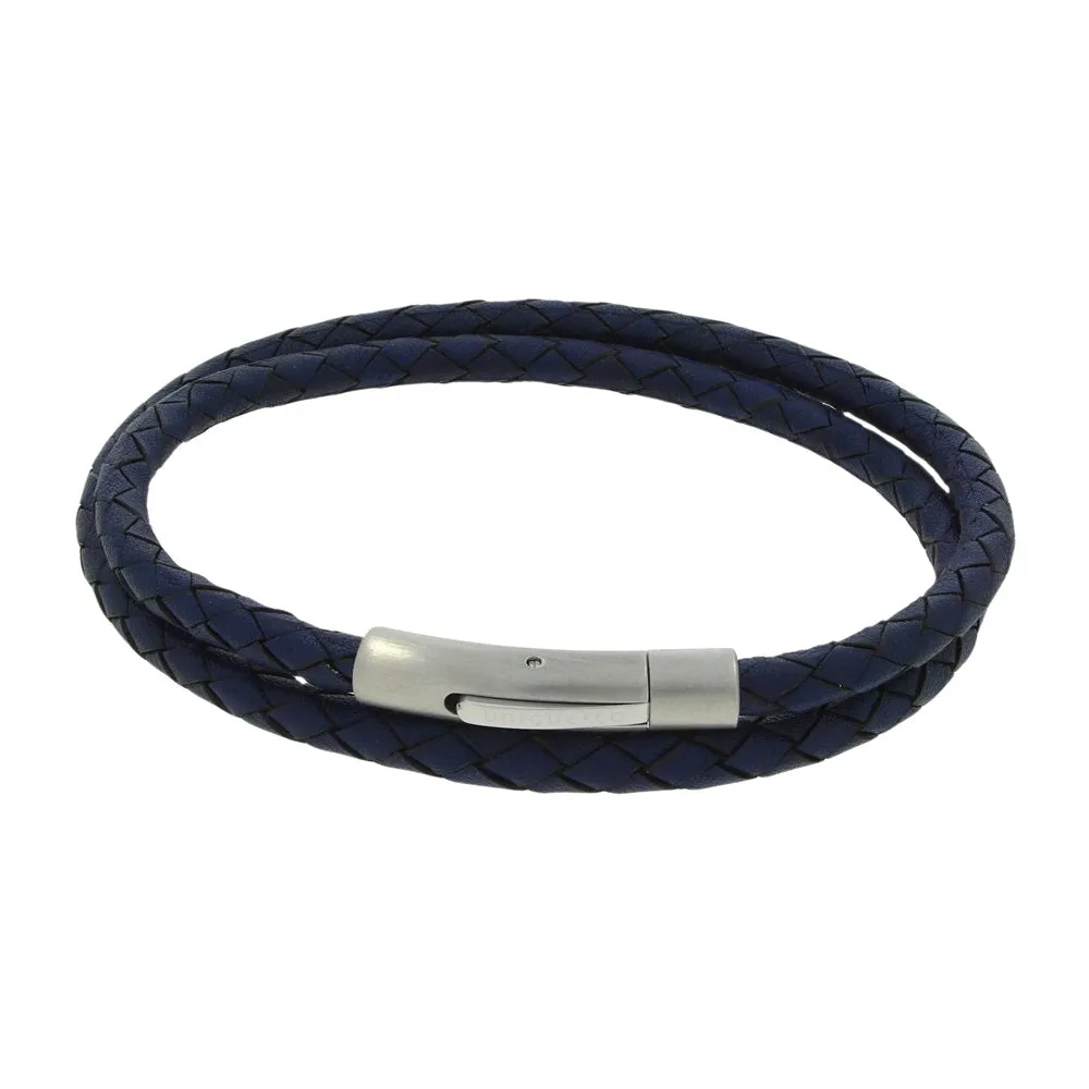 Unique & Co Navy Leather Mens Bracelet B511NV-21