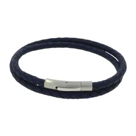 Unique & Co Navy Leather Mens Bracelet B511NV-21
