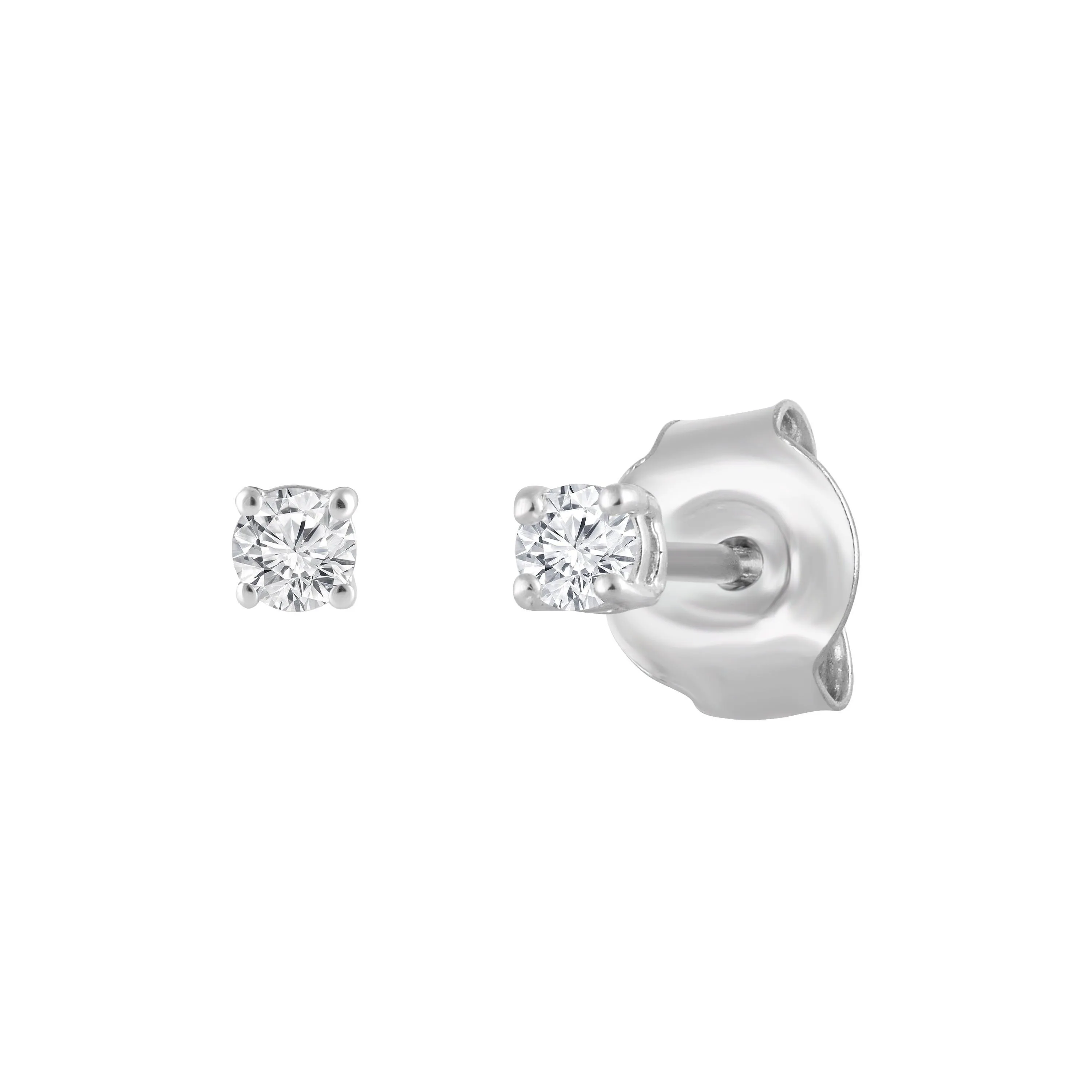 Unique Moments 1/10 Ct Round Lab Grown Diamond Stud Earrings in 10K White Gold for Women (J-SI-I1)