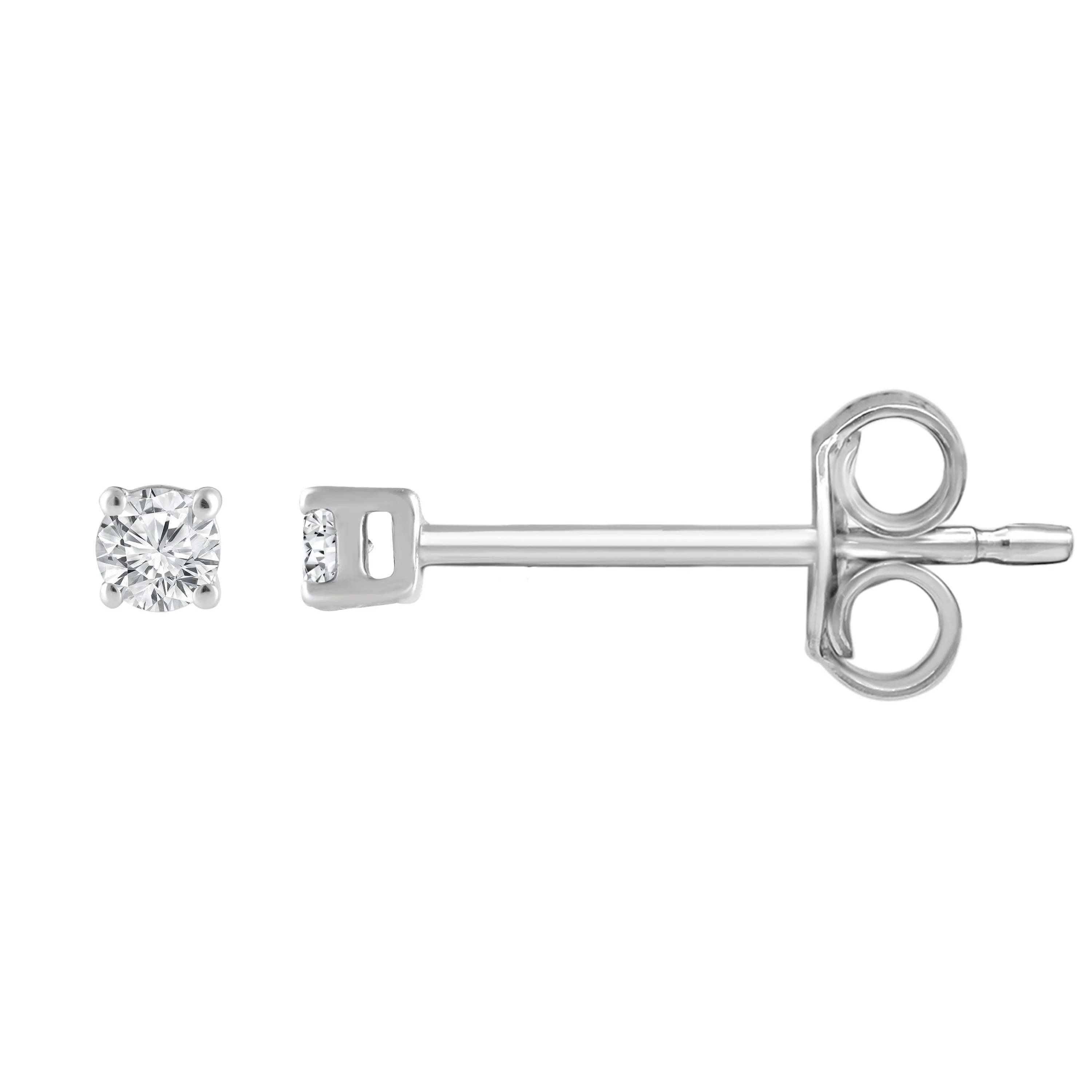 Unique Moments 1/10 Ct Round Lab Grown Diamond Stud Earrings in 10K White Gold for Women (J-SI-I1)