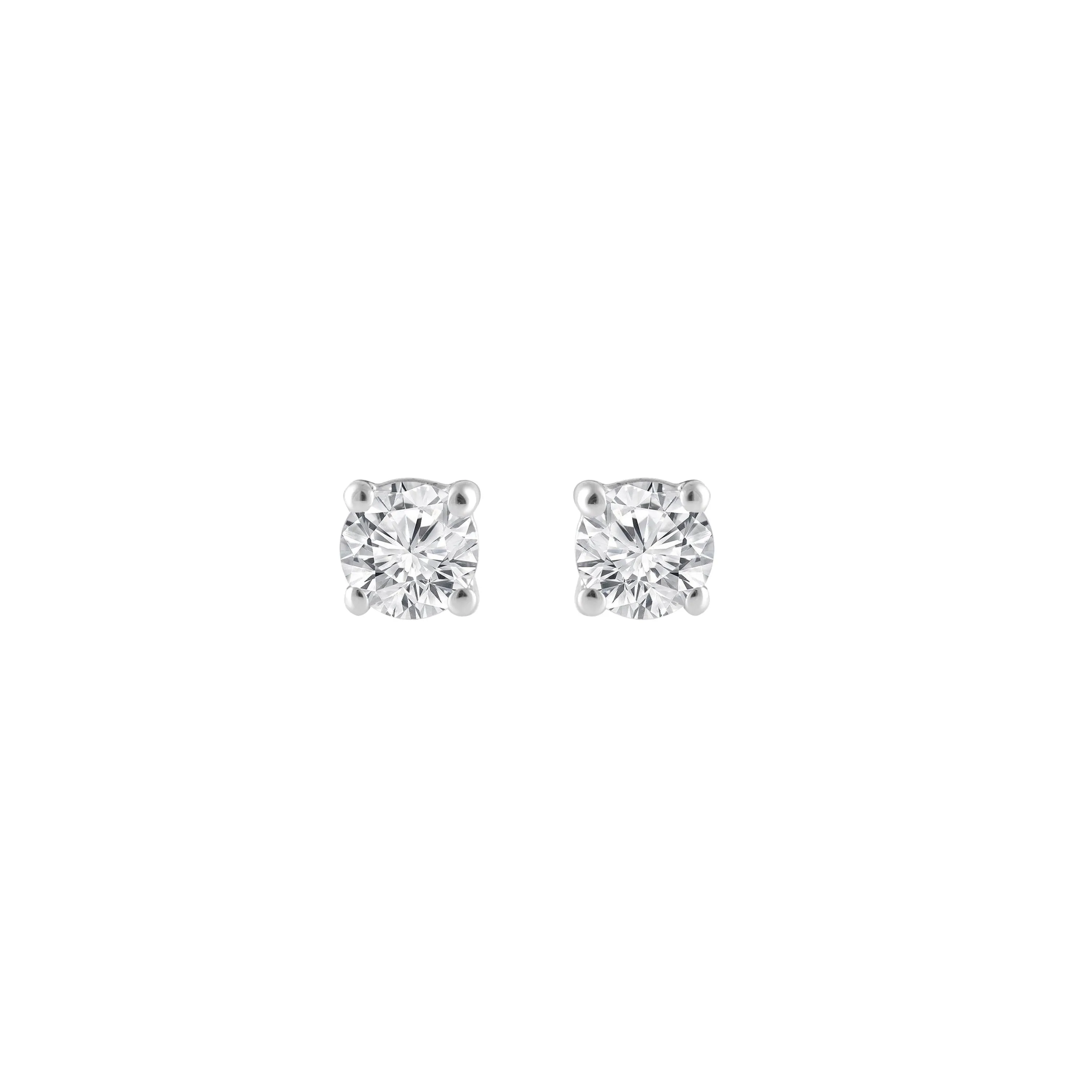 Unique Moments 1/10 Ct Round Lab Grown Diamond Stud Earrings in 10K White Gold for Women (J-SI-I1)