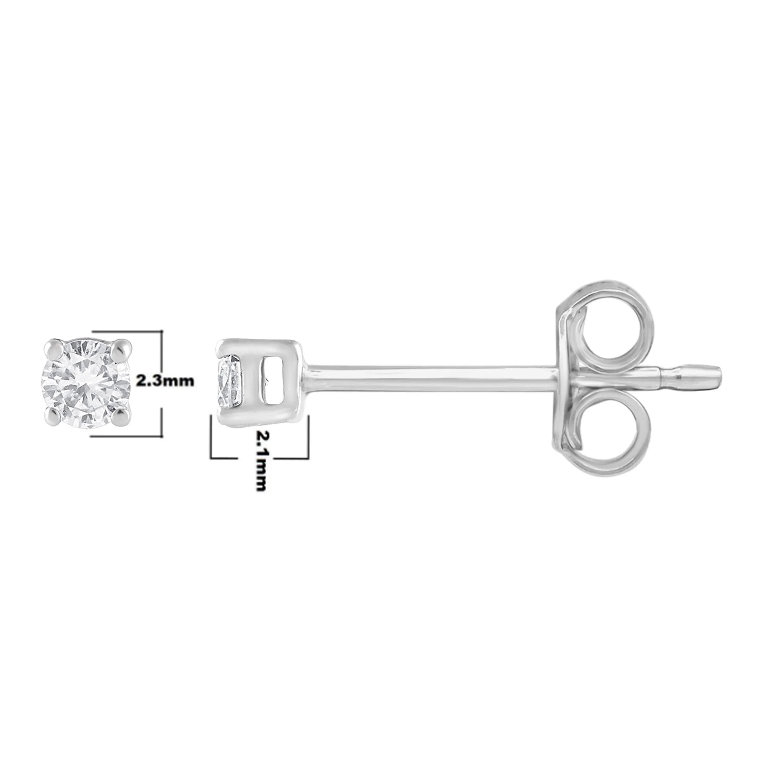 Unique Moments 1/10 Ct Round Lab Grown Diamond Stud Earrings in 10K White Gold for Women (J-SI-I1)