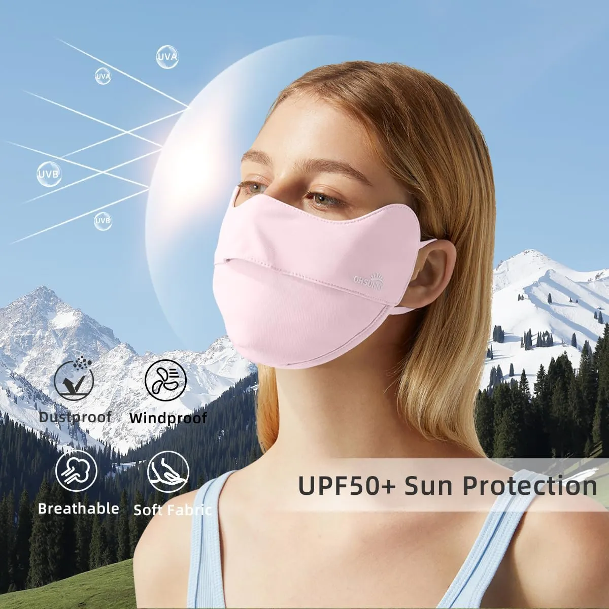 UV Face Cover UPF 50  Women Breathable Face Covering Protection Sunscreen Mask SLN3M072D