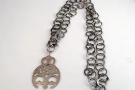 Vintage Berber Necklace, Tunisian Rihana Silver Chain and Hilal or Hauafer Pendant