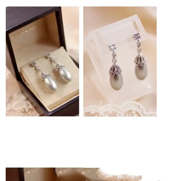 Vintage Drop Light Pearl Earrings For Women