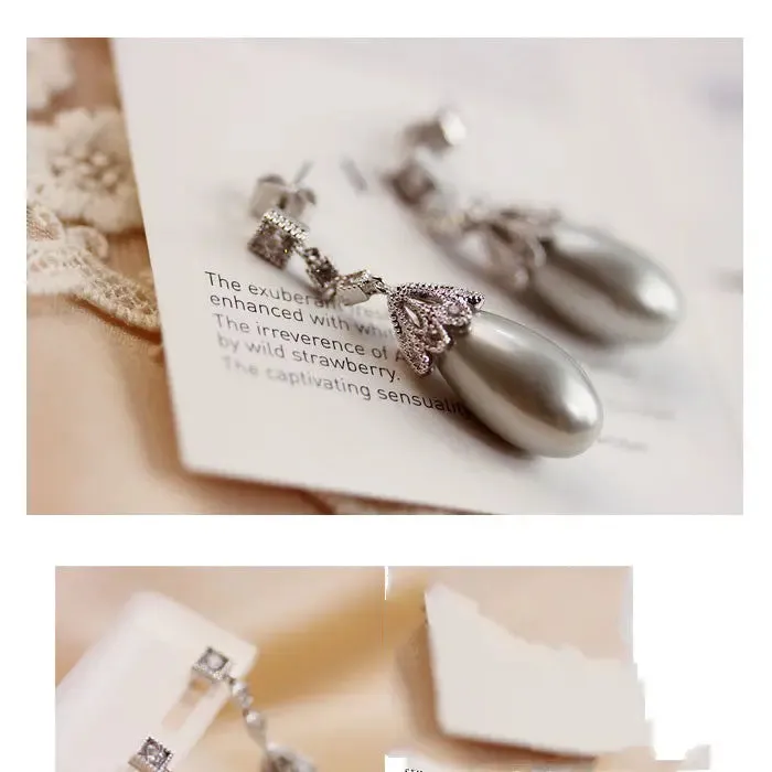 Vintage Drop Light Pearl Earrings For Women