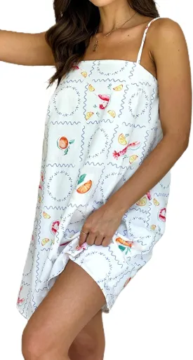 Women Boho Graffiti Mini Cami Dress Cute Graphic Spaghetti Strap Flowy Short Dress Summer Holiday Beach Sundress