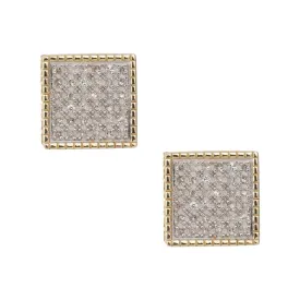 Women's Framed Square Micro-Pavé Diamond Stud Earrings 0.33ct 10K Yellow Gold