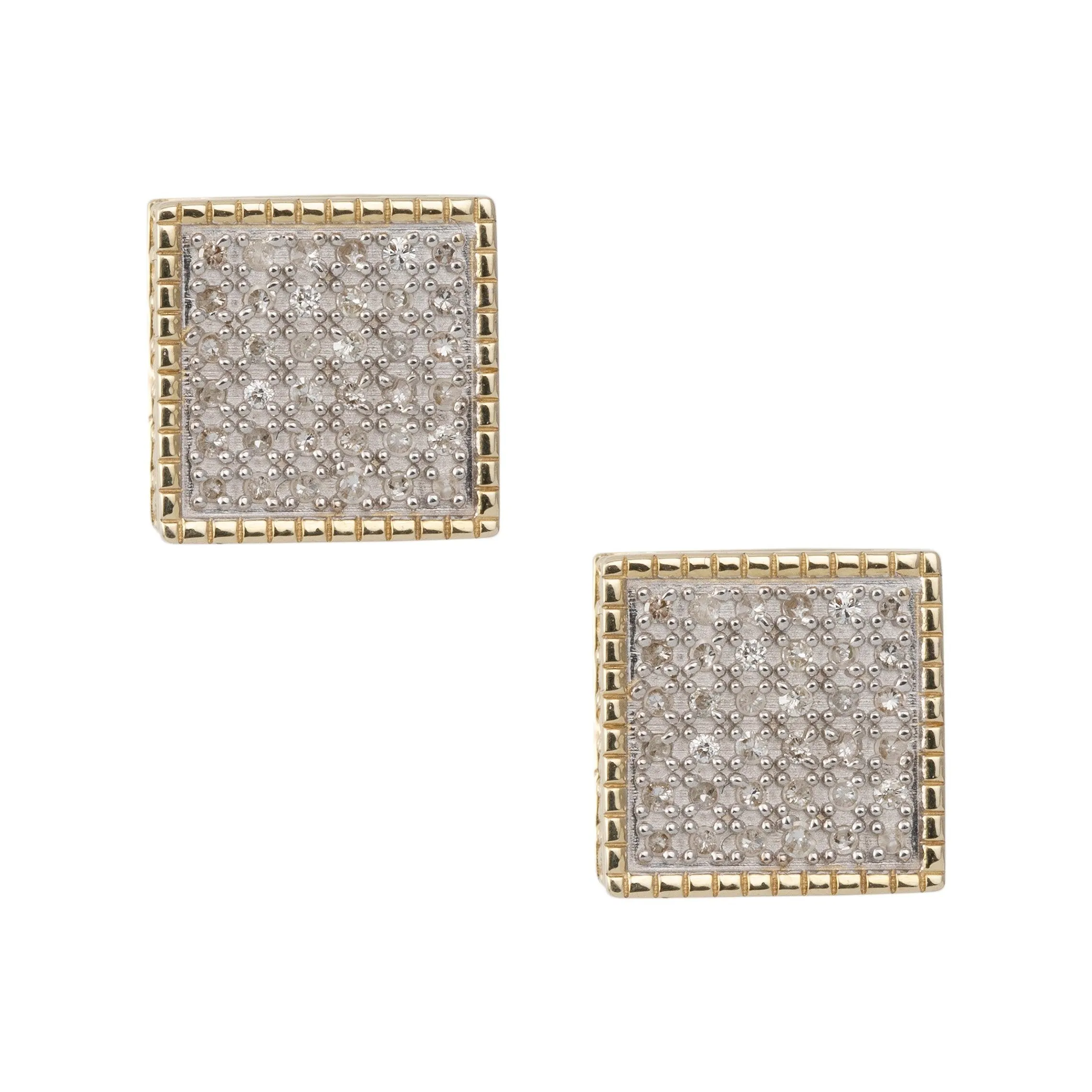 Women's Framed Square Micro-Pavé Diamond Stud Earrings 0.33ct 10K Yellow Gold