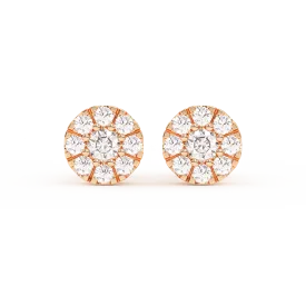 Women's Round Cluster Diamond Stud Earrings 0.31ct 14K Gold