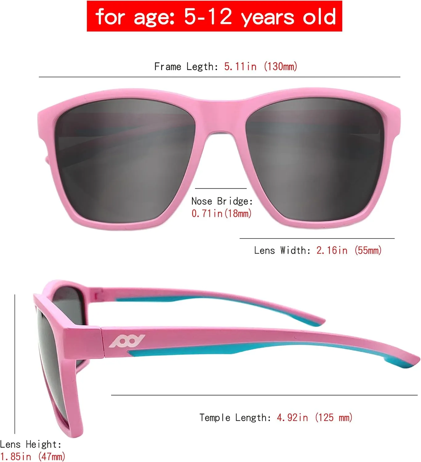 XII WY Kids Sunglasses Polarized UV Protection Flexible Rubber Glasses Shades for Boys Girls