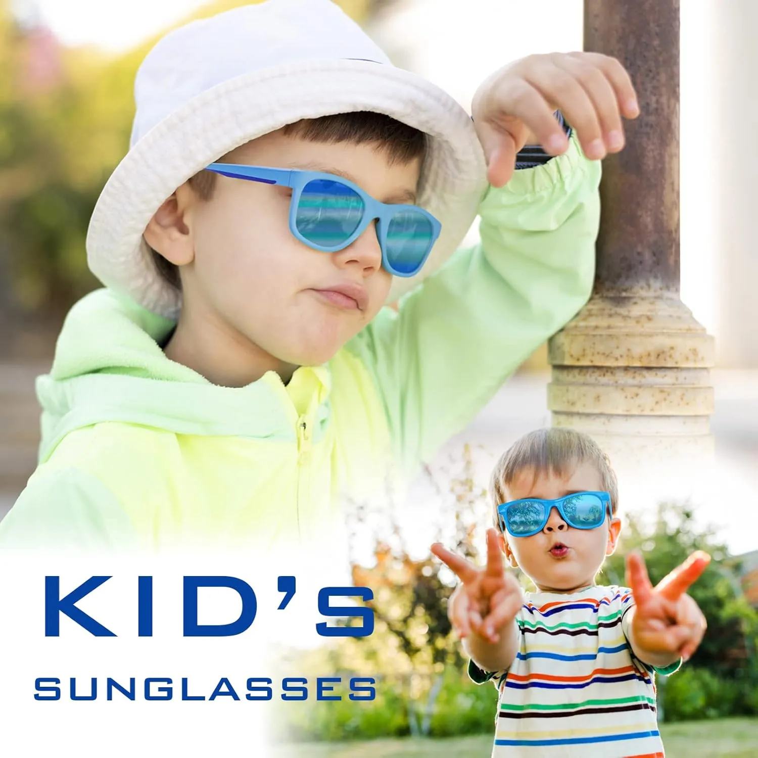 XII WY Kids Sunglasses Polarized UV Protection Flexible Rubber Glasses Shades for Boys Girls