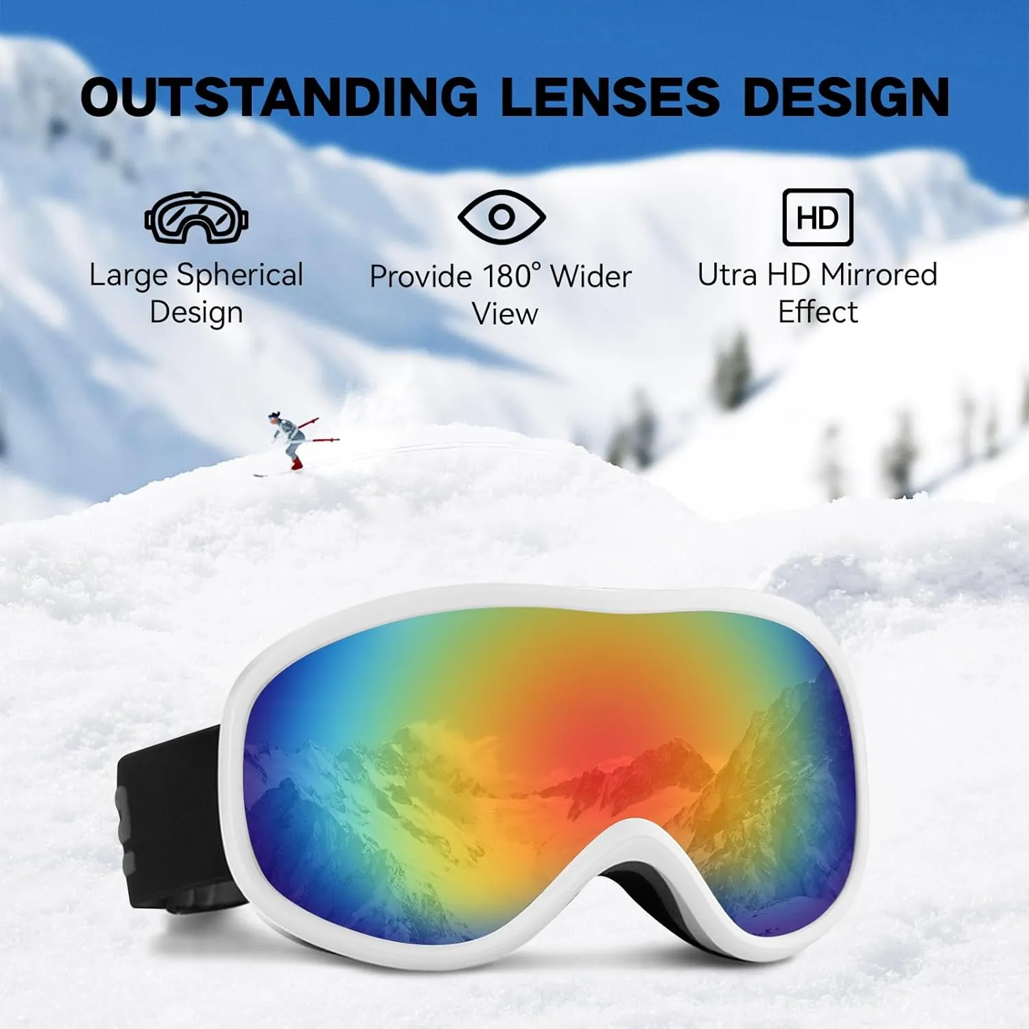 YLYUELANG OTG Ski Goggles-Snowboard Goggles For Men Women&Youth100% Anti-Fog Snow Goggles/UV Protective Snowboarding Gear