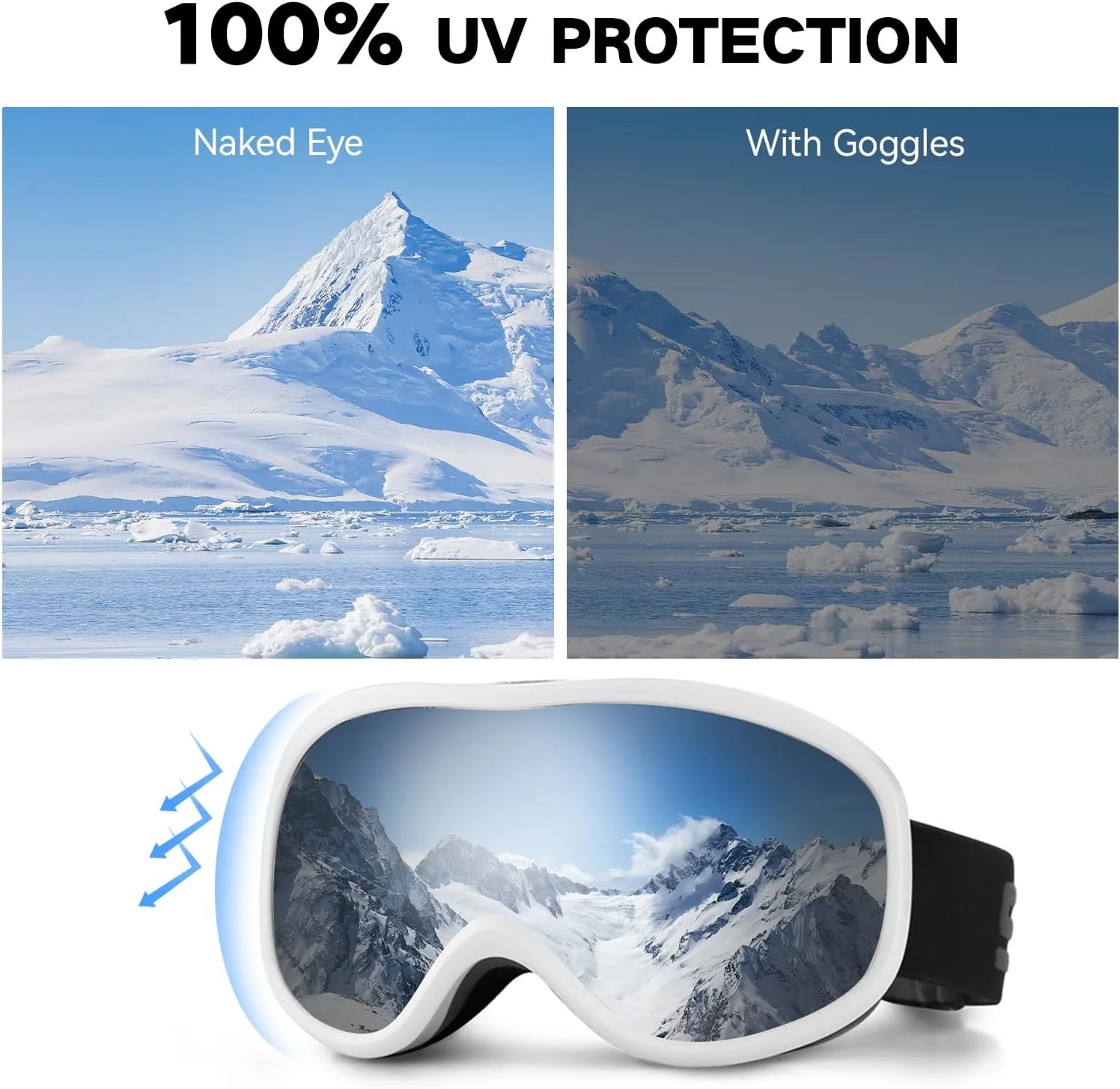 YLYUELANG OTG Ski Goggles-Snowboard Goggles For Men Women&Youth100% Anti-Fog Snow Goggles/UV Protective Snowboarding Gear
